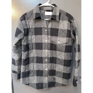 ARITZIA Black Plaid WILFRED FREE Shacket Quilted Button Up Long Sleeve Jacket XS